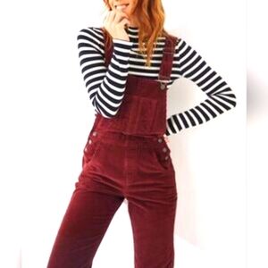 Vibrant Red/Burnt Orange Corduroy Overalls